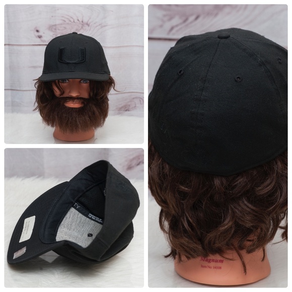 black miami hurricanes fitted hat